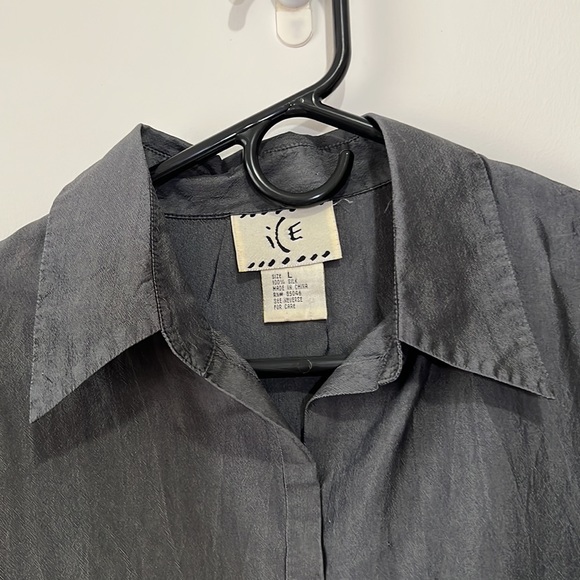 Ice button down 100% silk shirt - gray - size L - Picture 3 of 6